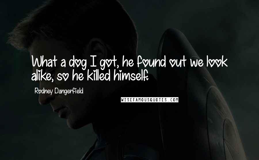 Rodney Dangerfield Quotes: What a dog I got, he found out we look alike, so he killed himself.