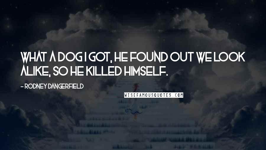 Rodney Dangerfield Quotes: What a dog I got, he found out we look alike, so he killed himself.