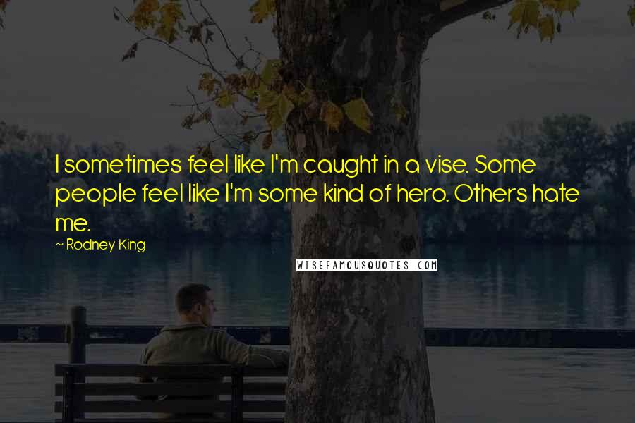 Rodney King Quotes: I sometimes feel like I'm caught in a vise. Some people feel like I'm some kind of hero. Others hate me.