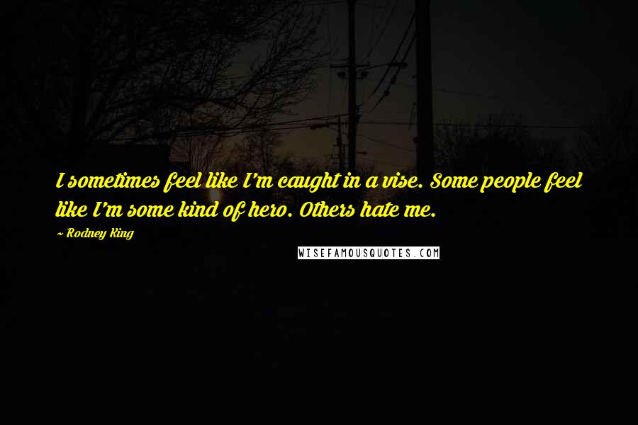 Rodney King Quotes: I sometimes feel like I'm caught in a vise. Some people feel like I'm some kind of hero. Others hate me.