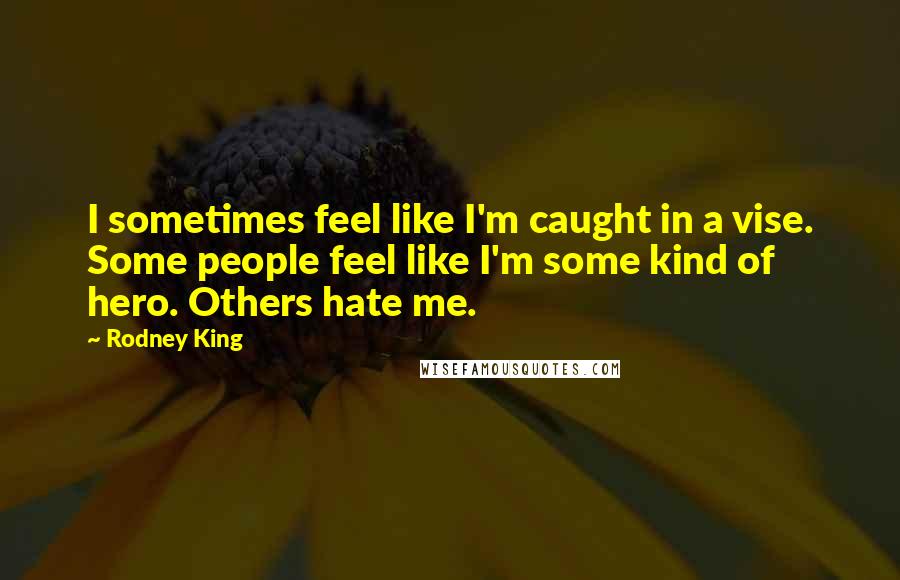 Rodney King Quotes: I sometimes feel like I'm caught in a vise. Some people feel like I'm some kind of hero. Others hate me.