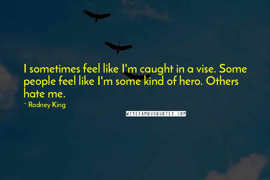 Rodney King Quotes: I sometimes feel like I'm caught in a vise. Some people feel like I'm some kind of hero. Others hate me.
