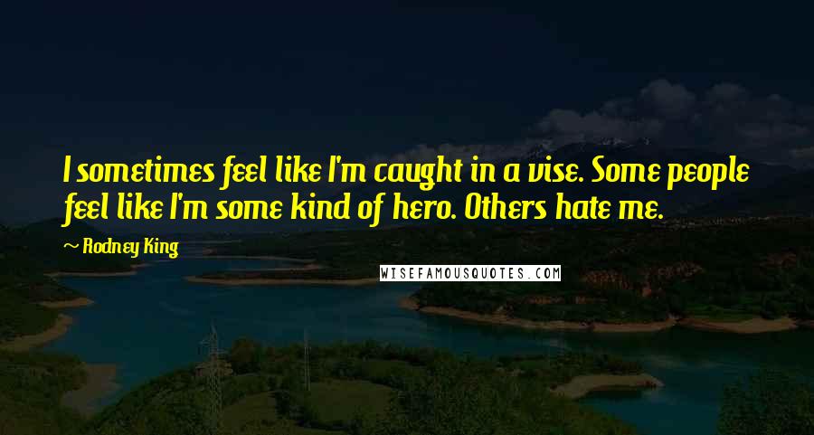 Rodney King Quotes: I sometimes feel like I'm caught in a vise. Some people feel like I'm some kind of hero. Others hate me.