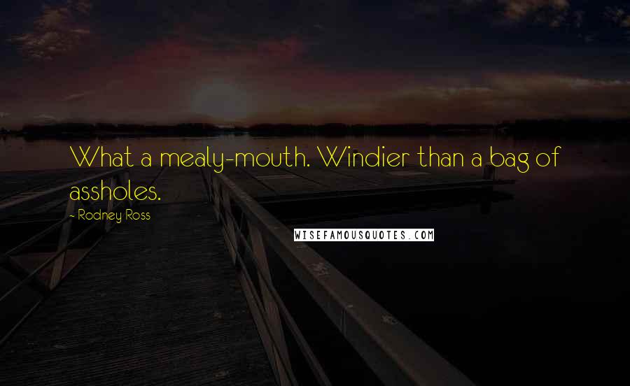 Rodney Ross Quotes: What a mealy-mouth. Windier than a bag of assholes.