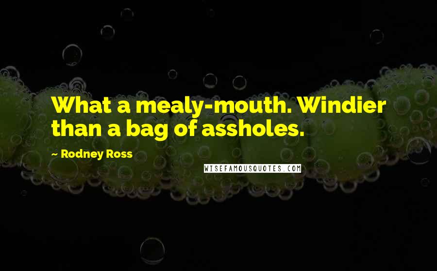Rodney Ross Quotes: What a mealy-mouth. Windier than a bag of assholes.
