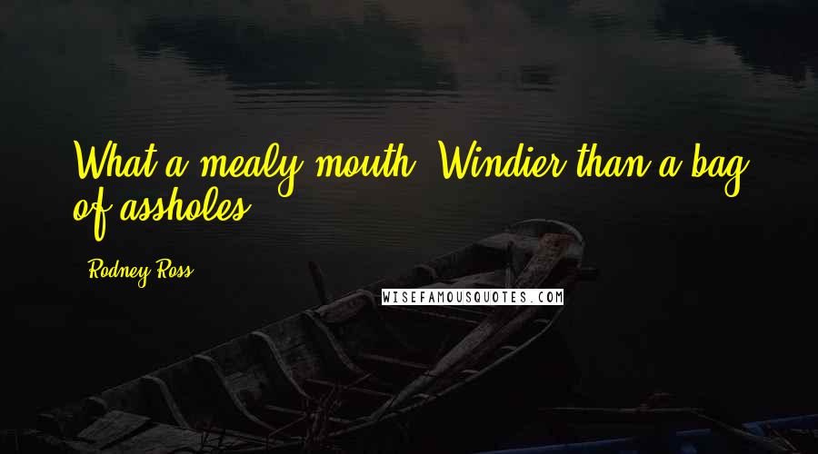 Rodney Ross Quotes: What a mealy-mouth. Windier than a bag of assholes.