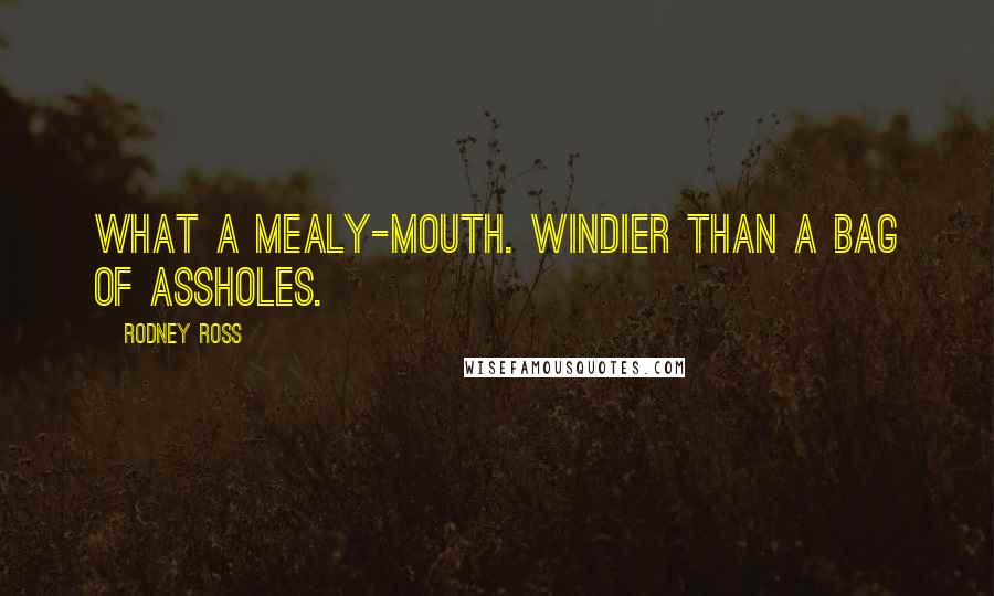 Rodney Ross Quotes: What a mealy-mouth. Windier than a bag of assholes.