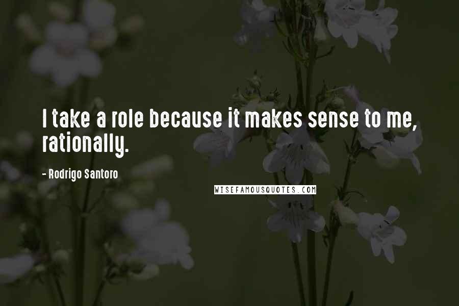 Rodrigo Santoro Quotes: I take a role because it makes sense to me, rationally.