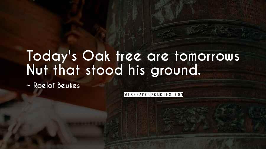 Roelof Beukes Quotes: Today's Oak tree are tomorrows Nut that stood his ground.