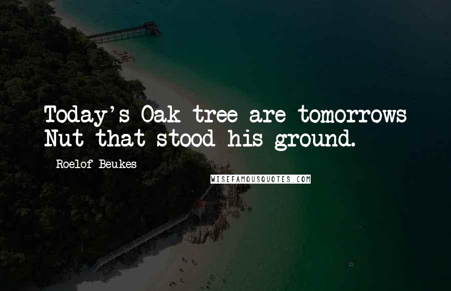 Roelof Beukes Quotes: Today's Oak tree are tomorrows Nut that stood his ground.