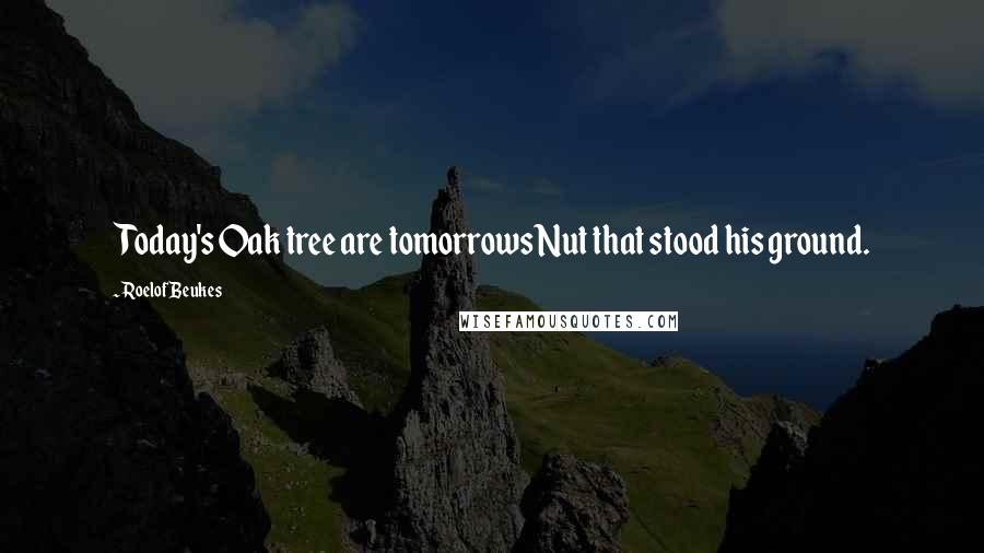 Roelof Beukes Quotes: Today's Oak tree are tomorrows Nut that stood his ground.