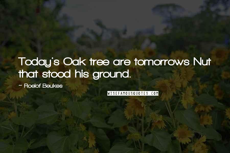 Roelof Beukes Quotes: Today's Oak tree are tomorrows Nut that stood his ground.