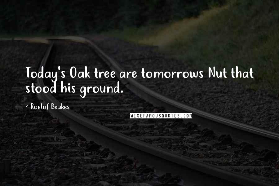 Roelof Beukes Quotes: Today's Oak tree are tomorrows Nut that stood his ground.