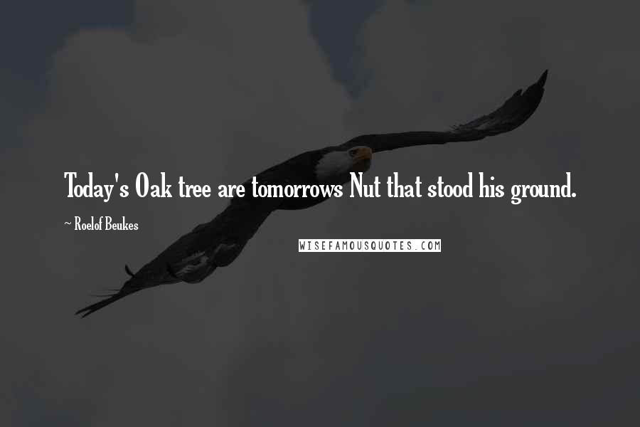 Roelof Beukes Quotes: Today's Oak tree are tomorrows Nut that stood his ground.