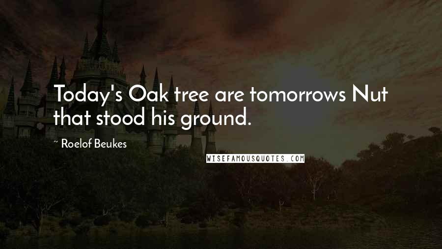 Roelof Beukes Quotes: Today's Oak tree are tomorrows Nut that stood his ground.