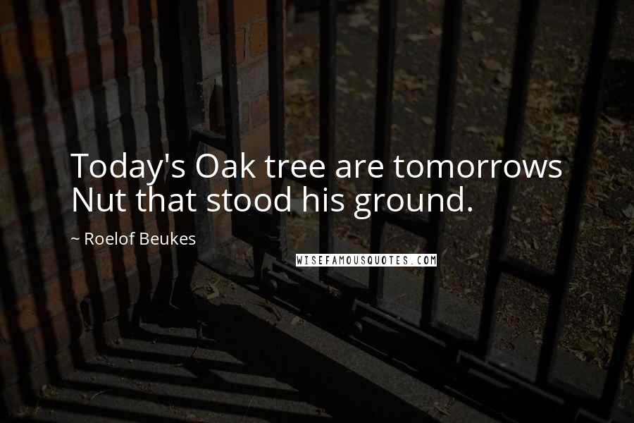 Roelof Beukes Quotes: Today's Oak tree are tomorrows Nut that stood his ground.