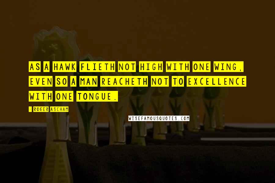 Roger Ascham Quotes: As a hawk flieth not high with one wing, even so a man reacheth not to excellence with one tongue.
