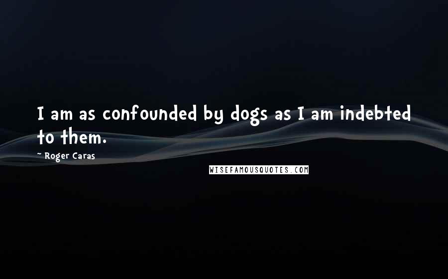 Roger Caras Quotes: I am as confounded by dogs as I am indebted to them.