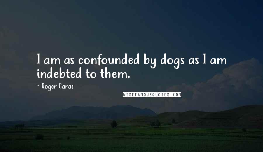Roger Caras Quotes: I am as confounded by dogs as I am indebted to them.