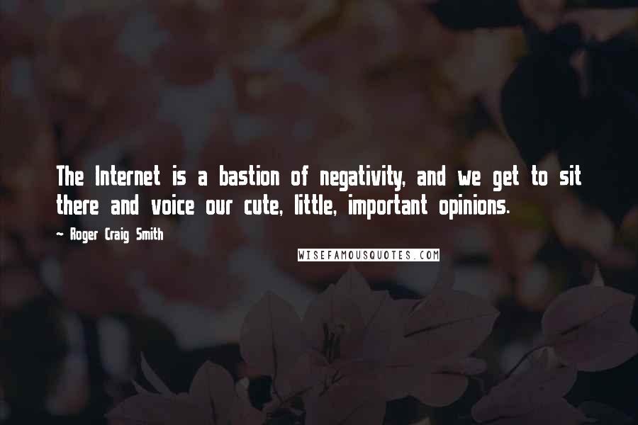 Roger Craig Smith Quotes: The Internet is a bastion of negativity, and we get to sit there and voice our cute, little, important opinions.