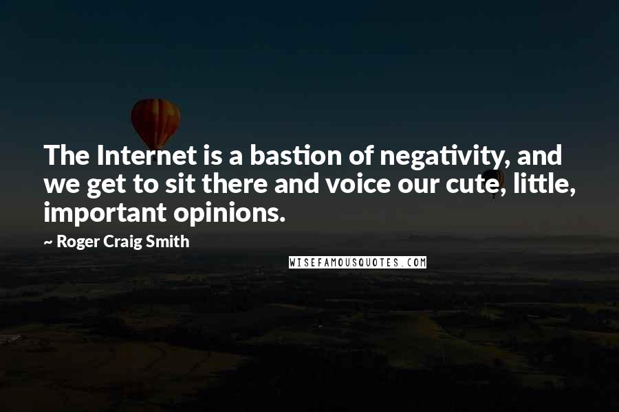Roger Craig Smith Quotes: The Internet is a bastion of negativity, and we get to sit there and voice our cute, little, important opinions.
