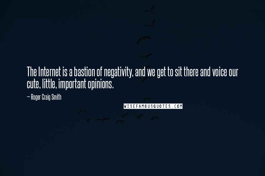 Roger Craig Smith Quotes: The Internet is a bastion of negativity, and we get to sit there and voice our cute, little, important opinions.