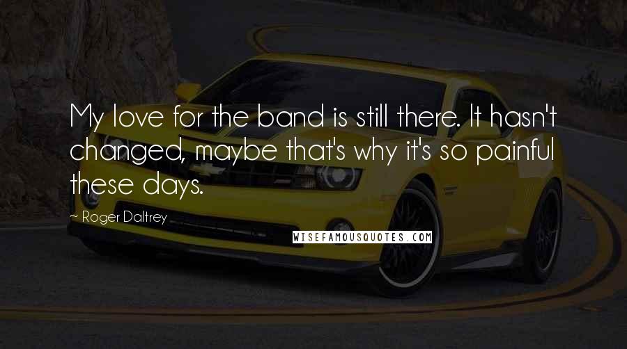 Roger Daltrey Quotes: My love for the band is still there. It hasn't changed, maybe that's why it's so painful these days.