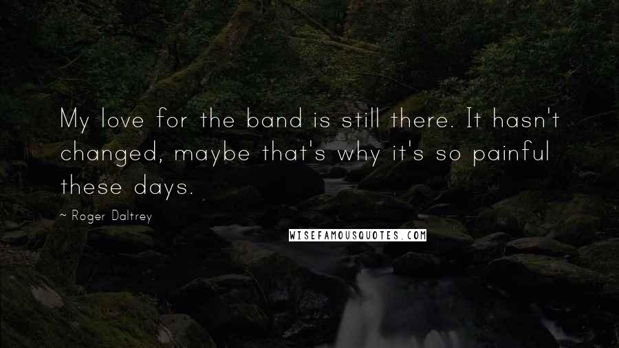 Roger Daltrey Quotes: My love for the band is still there. It hasn't changed, maybe that's why it's so painful these days.