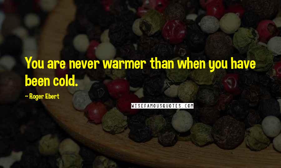 Roger Ebert Quotes: You are never warmer than when you have been cold.