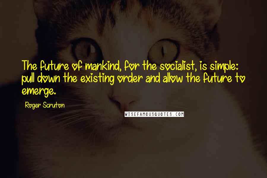 Roger Scruton Quotes: The future of mankind, for the socialist, is simple: pull down the existing order and allow the future to emerge.