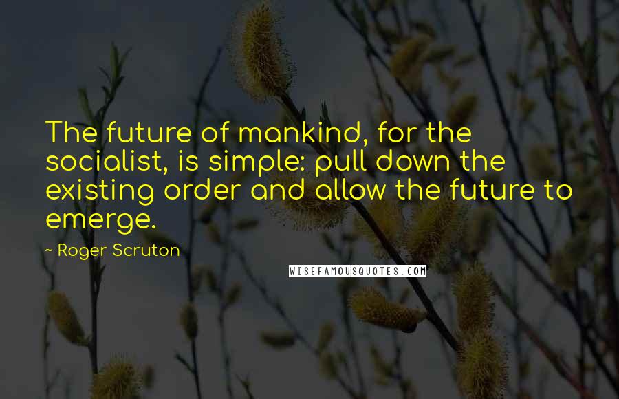 Roger Scruton Quotes: The future of mankind, for the socialist, is simple: pull down the existing order and allow the future to emerge.