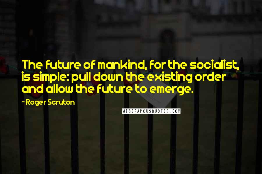 Roger Scruton Quotes: The future of mankind, for the socialist, is simple: pull down the existing order and allow the future to emerge.