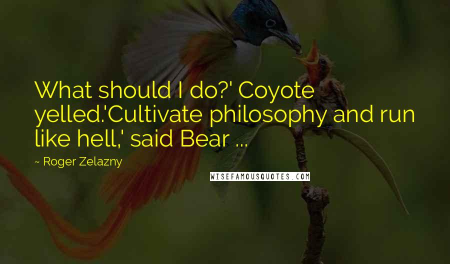 Roger Zelazny Quotes: What should I do?' Coyote yelled.'Cultivate philosophy and run like hell,' said Bear ...