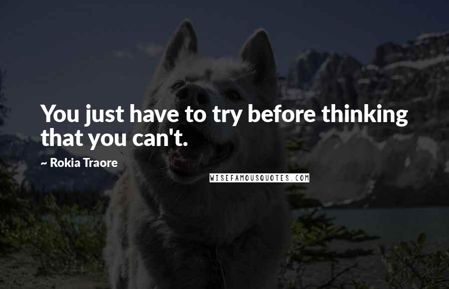 Rokia Traore Quotes: You just have to try before thinking that you can't.