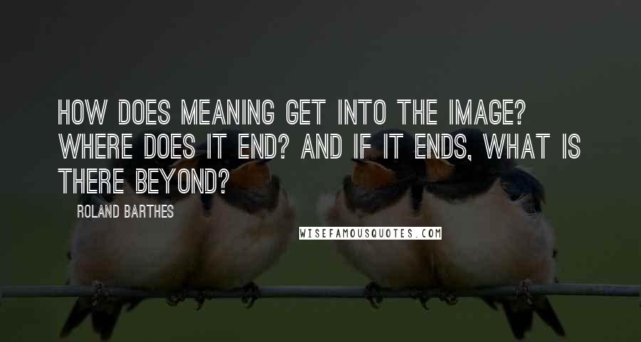 Roland Barthes Quotes: How does meaning get into the image? Where does it end? And if it ends, what is there beyond?