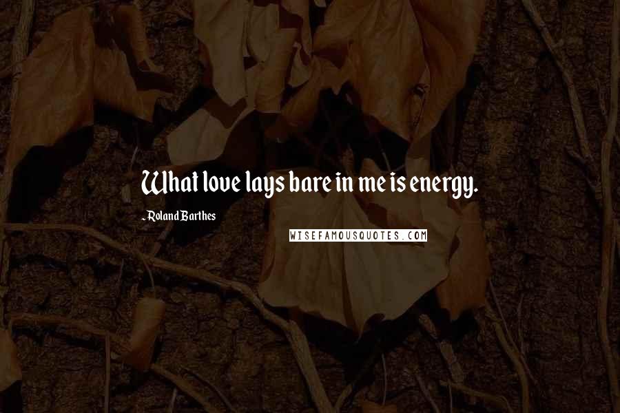 Roland Barthes Quotes: What love lays bare in me is energy.