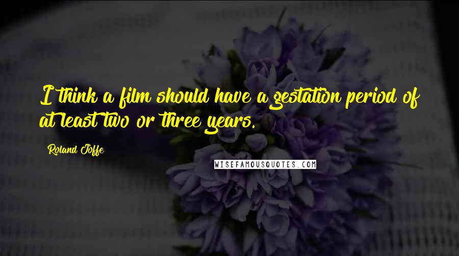 Roland Joffe Quotes: I think a film should have a gestation period of at least two or three years.