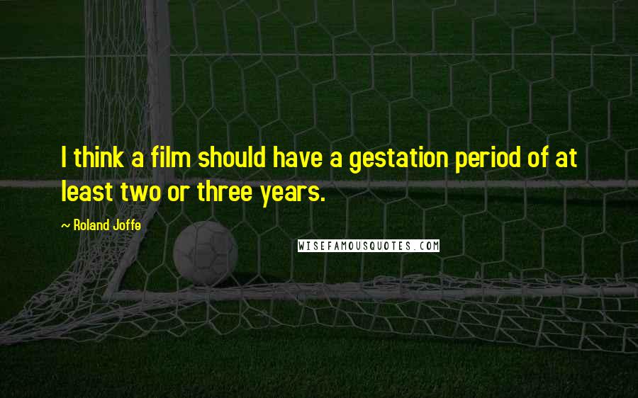 Roland Joffe Quotes: I think a film should have a gestation period of at least two or three years.