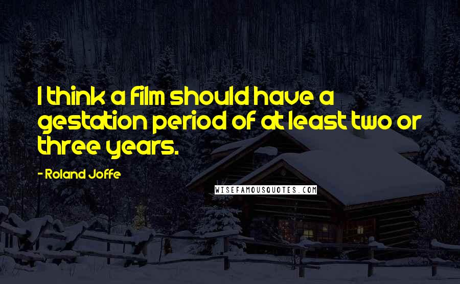 Roland Joffe Quotes: I think a film should have a gestation period of at least two or three years.