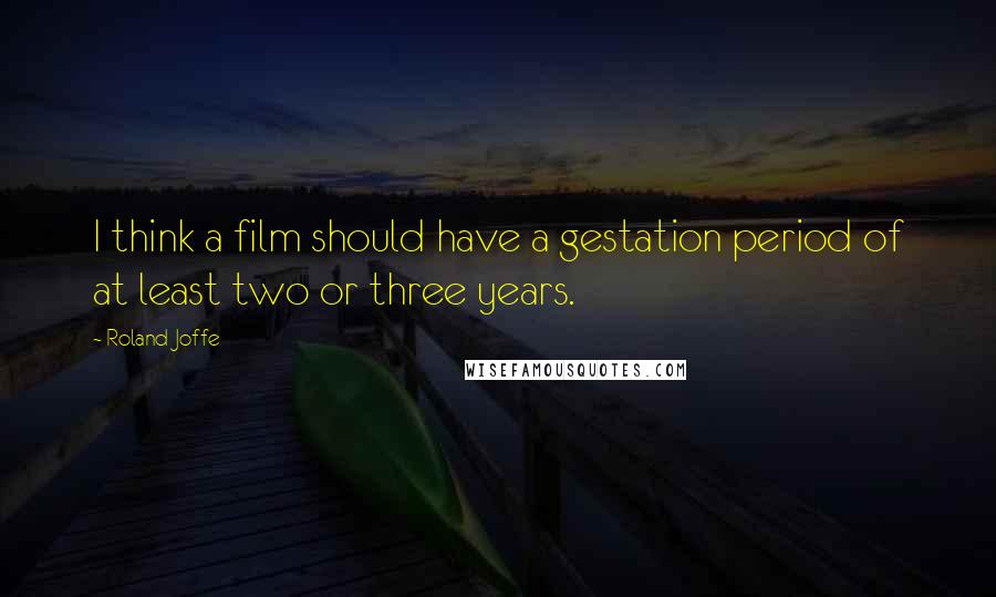 Roland Joffe Quotes: I think a film should have a gestation period of at least two or three years.