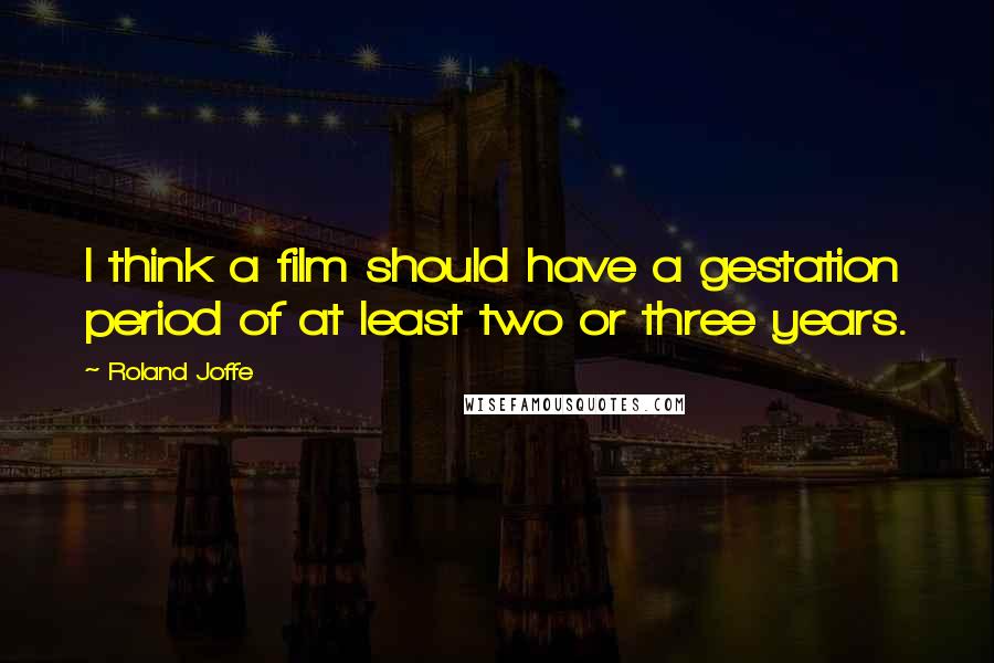 Roland Joffe Quotes: I think a film should have a gestation period of at least two or three years.