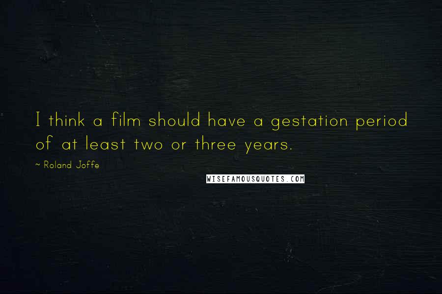 Roland Joffe Quotes: I think a film should have a gestation period of at least two or three years.
