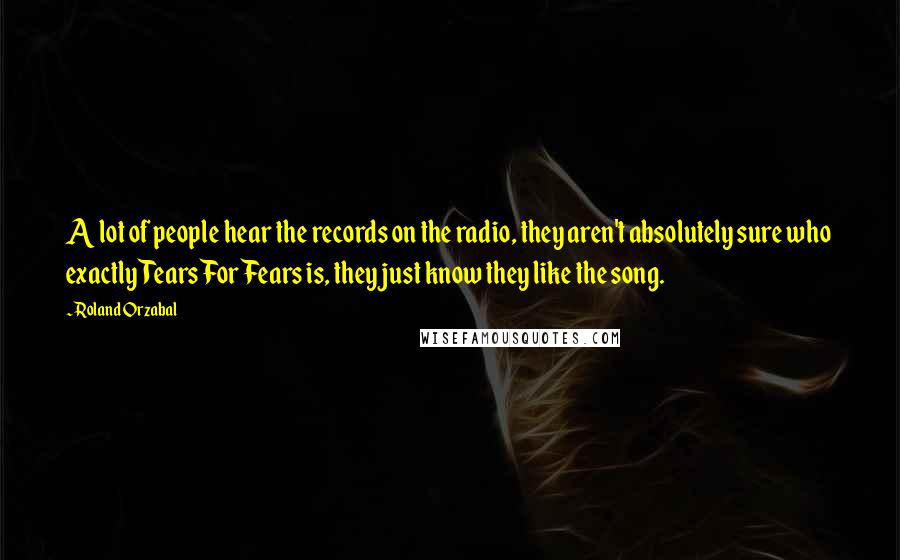 Roland Orzabal Quotes: A lot of people hear the records on the radio, they aren't absolutely sure who exactly Tears For Fears is, they just know they like the song.