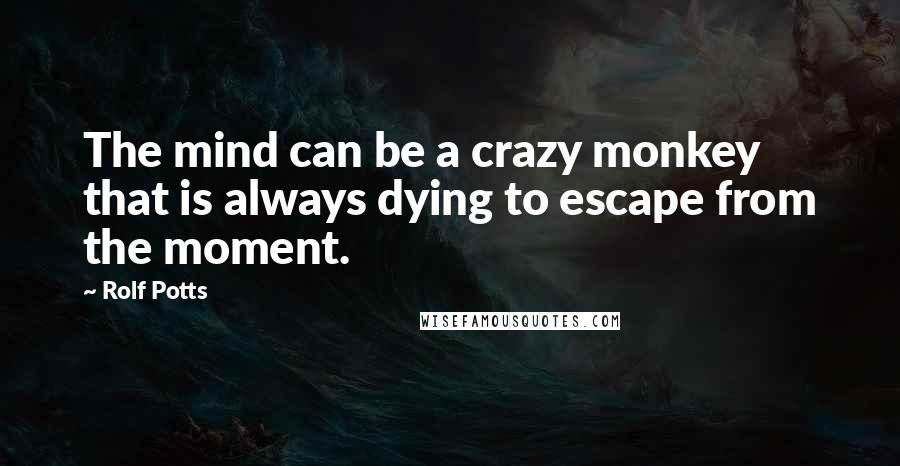 Rolf Potts Quotes: The mind can be a crazy monkey that is always dying to escape from the moment.