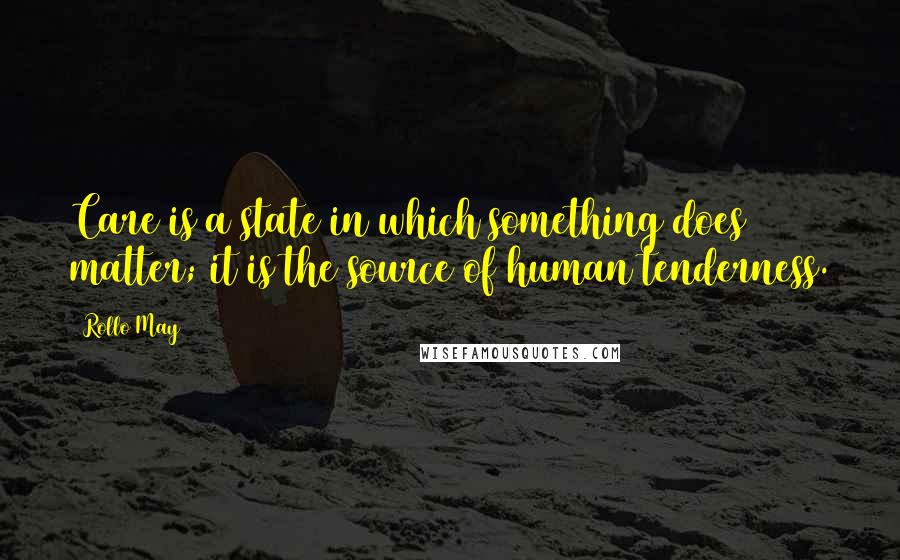 Rollo May Quotes: Care is a state in which something does matter; it is the source of human tenderness.