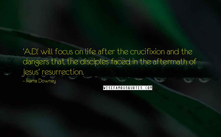 Roma Downey Quotes: 'A.D.' will focus on life after the crucifixion and the dangers that the disciples faced in the aftermath of Jesus' resurrection.