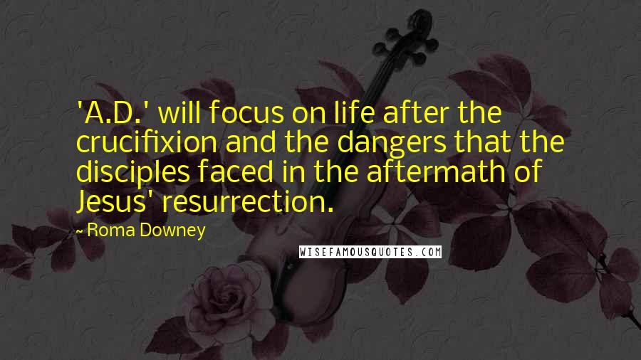 Roma Downey Quotes: 'A.D.' will focus on life after the crucifixion and the dangers that the disciples faced in the aftermath of Jesus' resurrection.