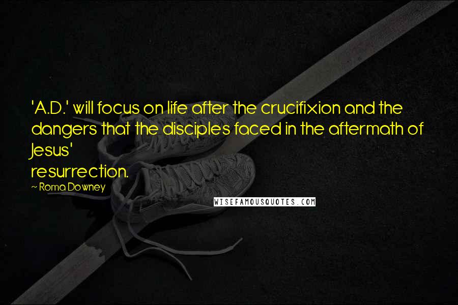 Roma Downey Quotes: 'A.D.' will focus on life after the crucifixion and the dangers that the disciples faced in the aftermath of Jesus' resurrection.