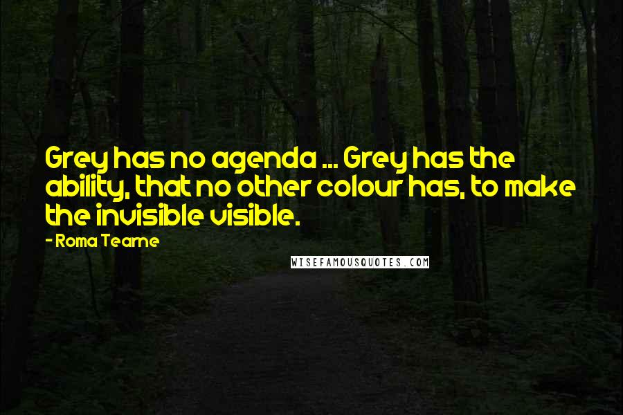 Roma Tearne Quotes: Grey has no agenda ... Grey has the ability, that no other colour has, to make the invisible visible.