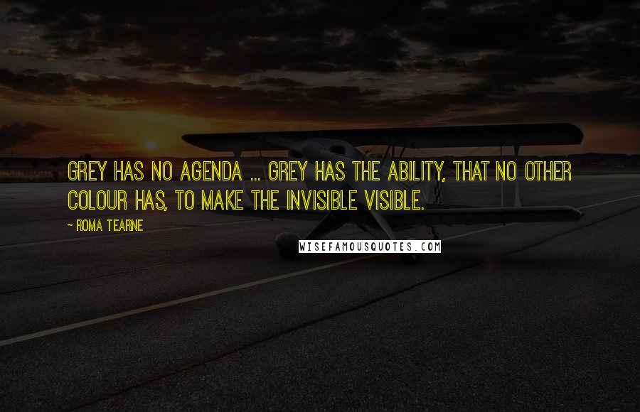 Roma Tearne Quotes: Grey has no agenda ... Grey has the ability, that no other colour has, to make the invisible visible.